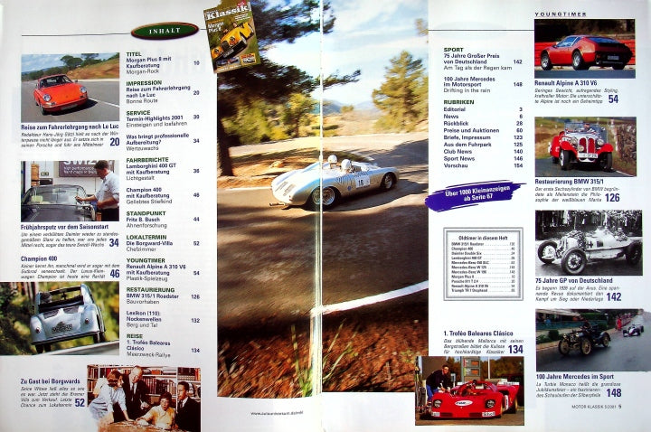 Inhaltsverzeichnis Motor Klassik 05/2001