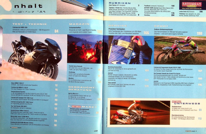 Inhaltsverzeichnis Motorrad 05/2001