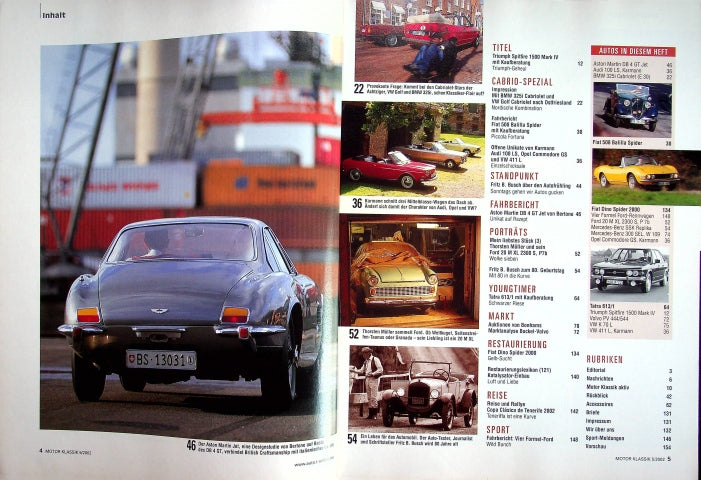 Inhaltsverzeichnis Motor Klassik 05/2002