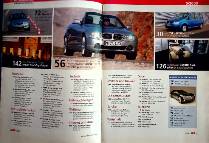 Inhaltsverzeichnis Auto Motor und Sport 05/2003