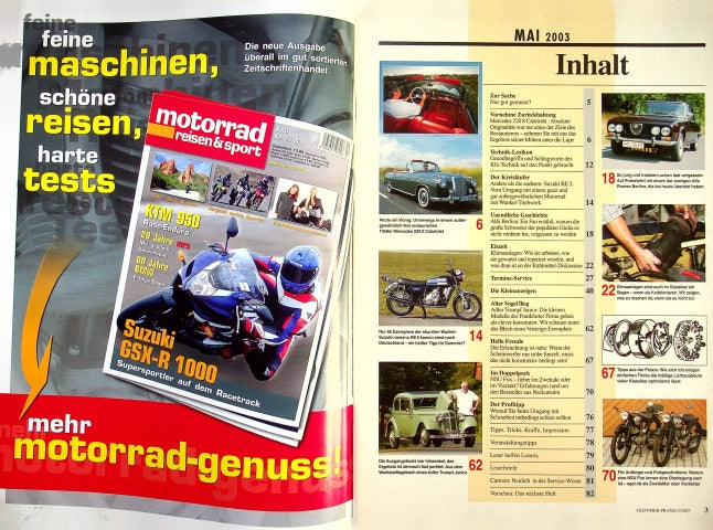 Inhaltsverzeichnis Oldtimer Praxis 05/2003