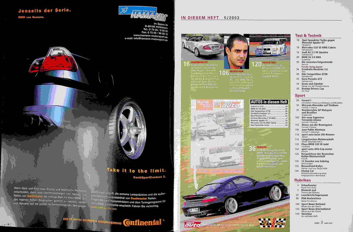 Inhaltsverzeichnis Sport Auto 05/2003