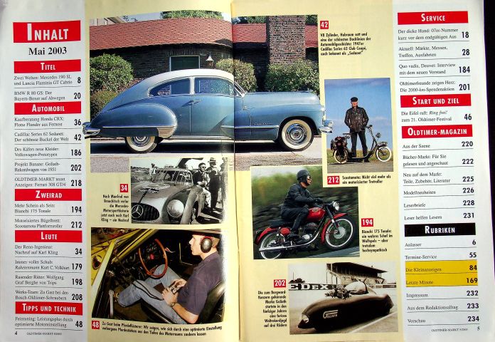 Inhaltsverzeichnis Oldtimer Markt 05/2003