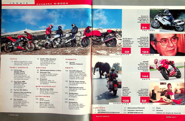 Inhaltsverzeichnis Motorrad 05/2004