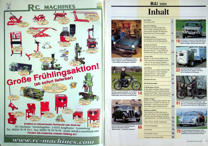 Inhaltsverzeichnis Oldtimer Praxis 05/2004