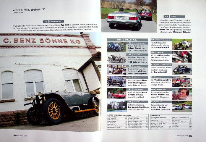Inhaltsverzeichnis Motor Klassik 05/2004