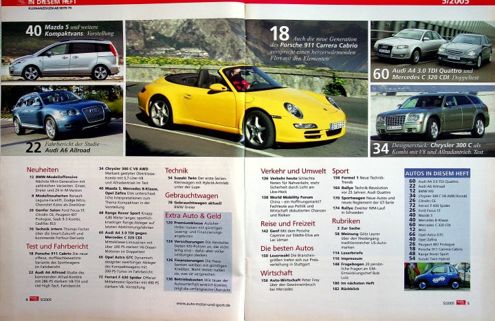 Inhaltsverzeichnis Auto Motor und Sport 05/2005