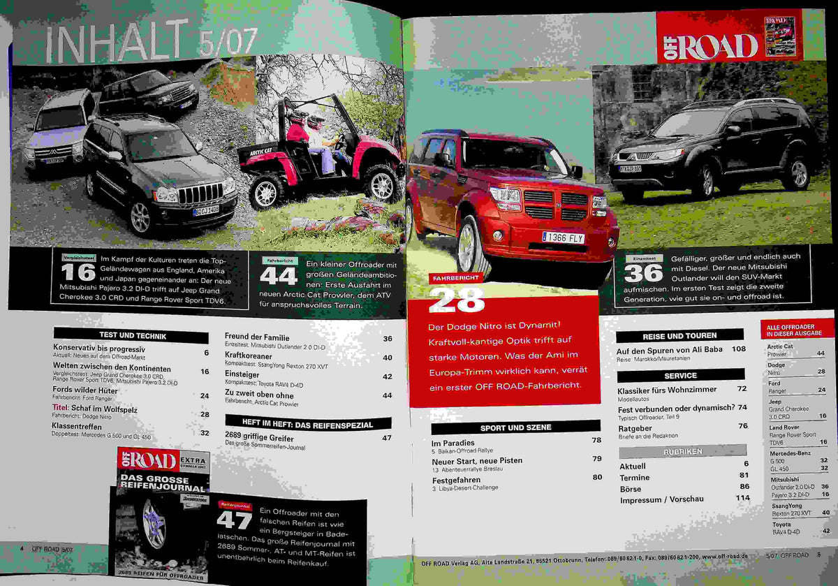 Inhaltsverzeichnis Offroad 05/2007