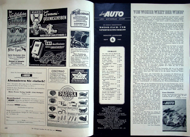 Inhaltsverzeichnis Auto Motor und Sport 06/1951