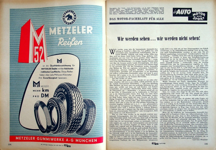 Inhaltsverzeichnis Auto Motor und Sport 06/1953