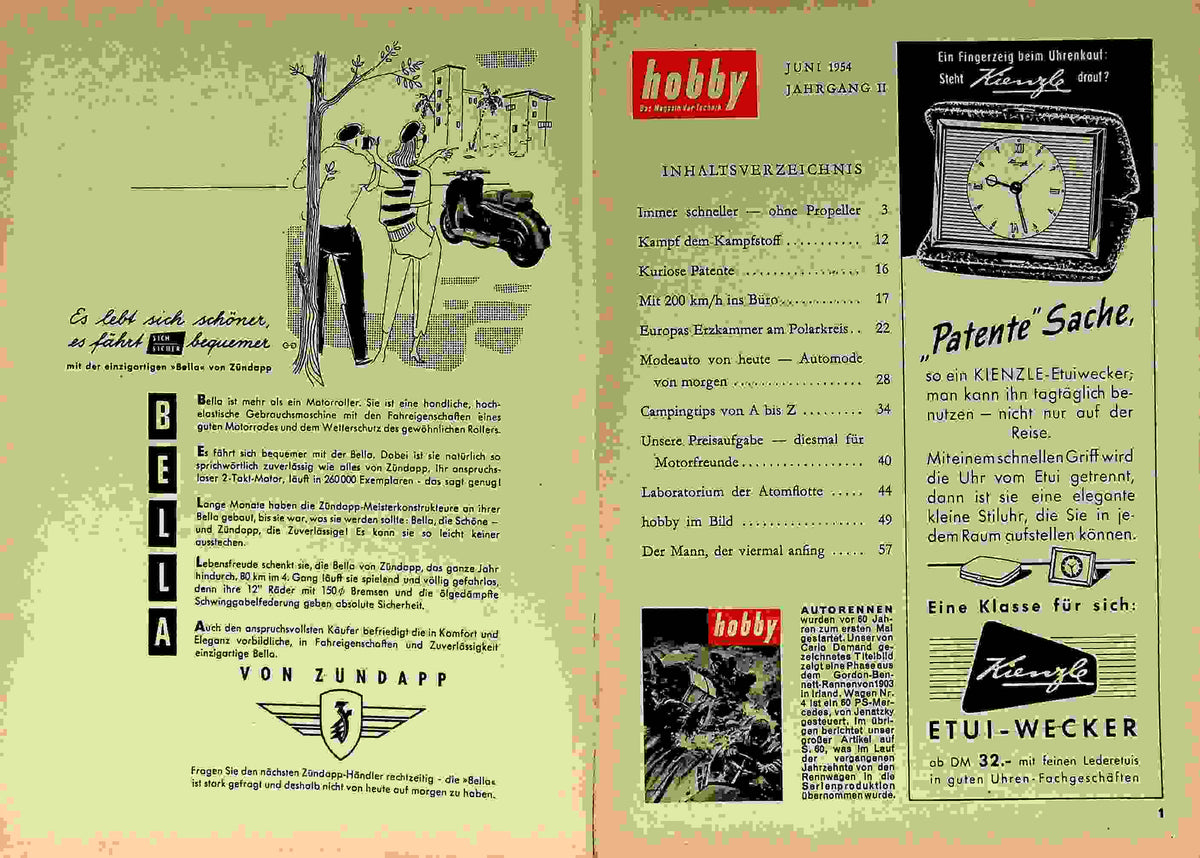 Inhaltsverzeichnis Hobby 06/1954
