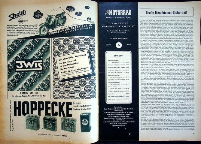 Inhaltsverzeichnis Motorrad 06/1955