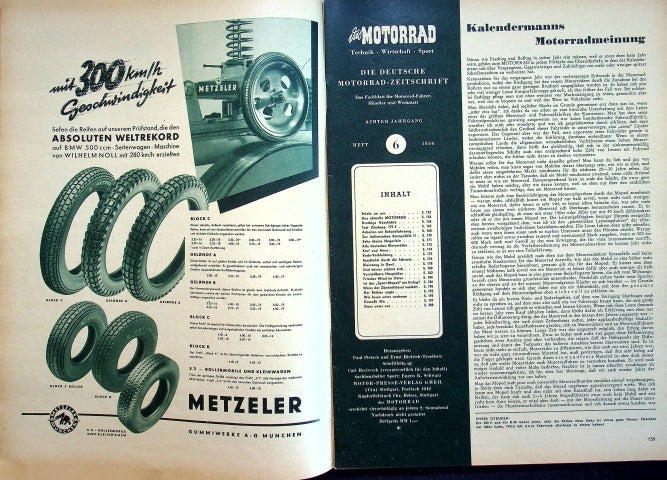 Inhaltsverzeichnis Motorrad 06/1956