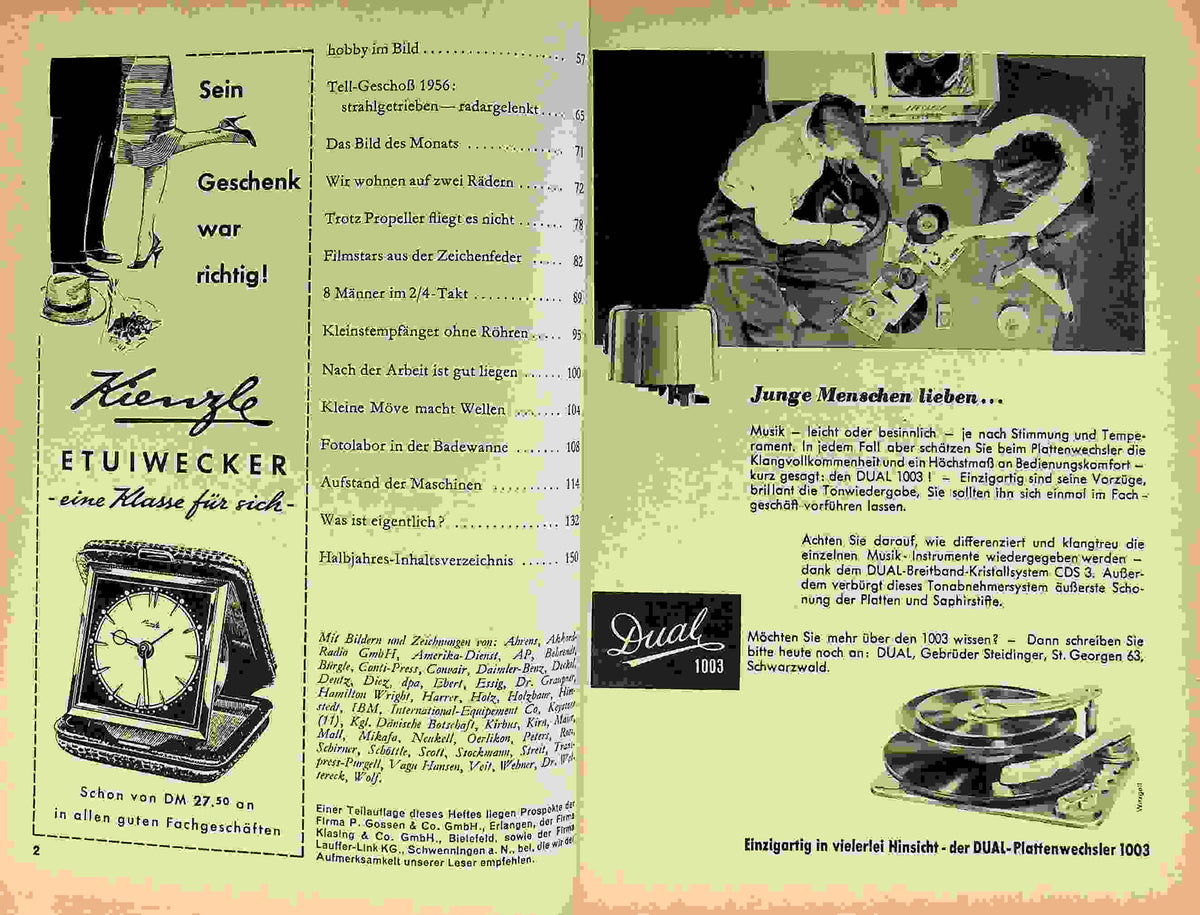 Inhaltsverzeichnis Hobby 06/1956