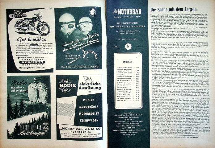 Inhaltsverzeichnis Motorrad 06/1957