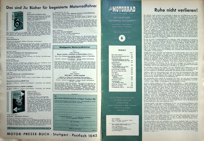Inhaltsverzeichnis Motorrad 06/1960