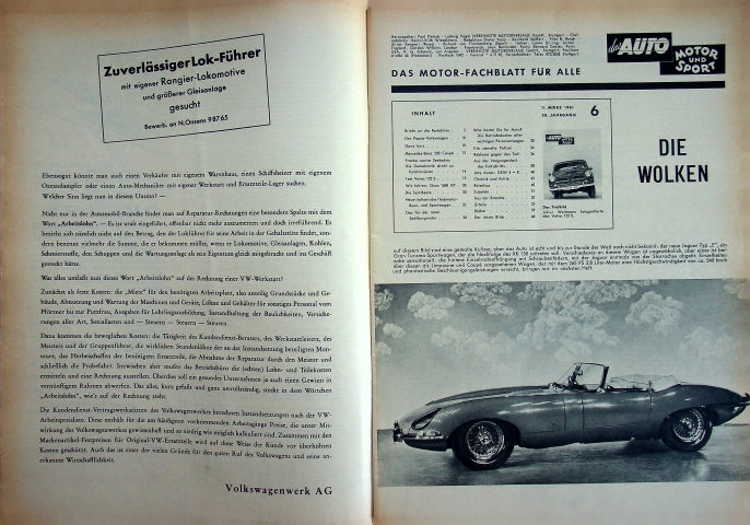 Inhaltsverzeichnis Auto Motor und Sport 06/1961