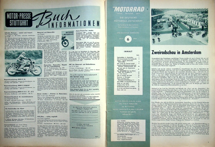 Inhaltsverzeichnis Motorrad 06/1961