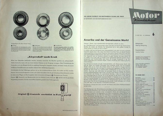 Inhaltsverzeichnis Motor Rundschau 06/1962