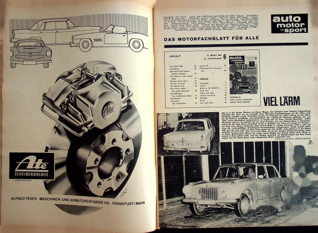 Inhaltsverzeichnis Auto Motor und Sport 06/1964