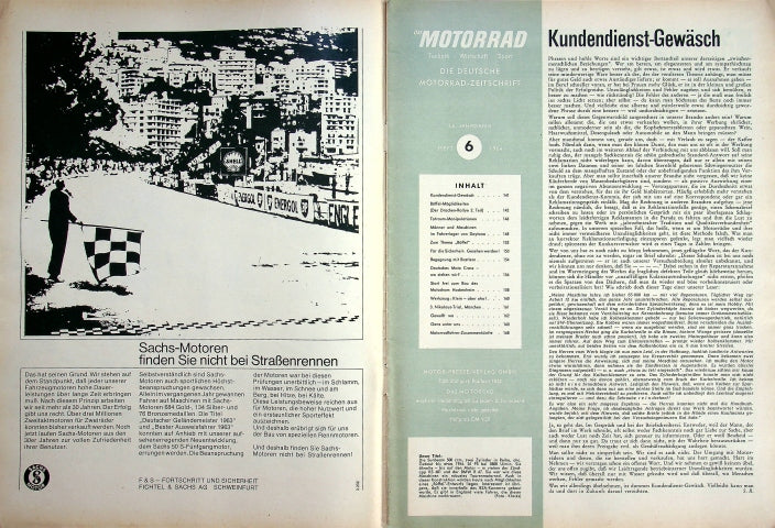 Inhaltsverzeichnis Motorrad 06/1964