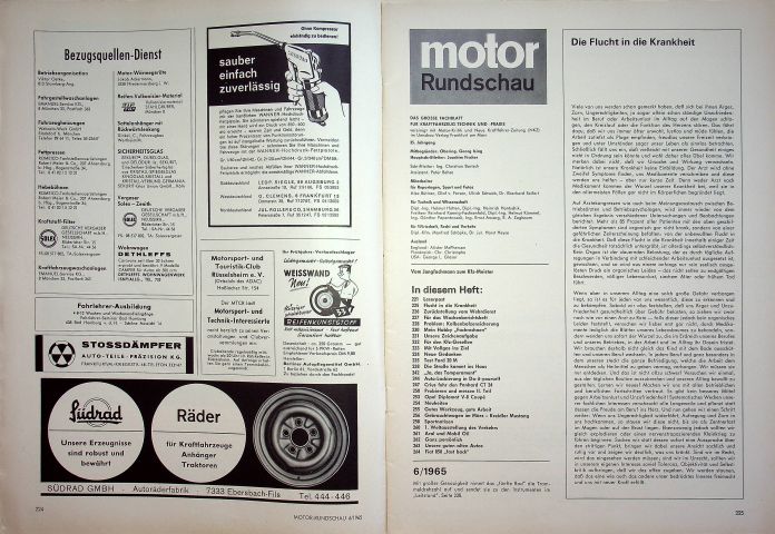 Inhaltsverzeichnis Motor Rundschau 06/1965