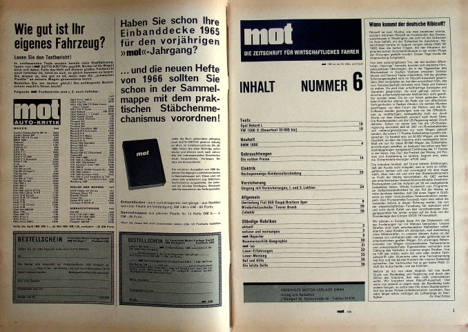 Inhaltsverzeichnis MOT 06/1966