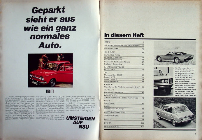 Inhaltsverzeichnis Auto Motor und Sport 06/1968