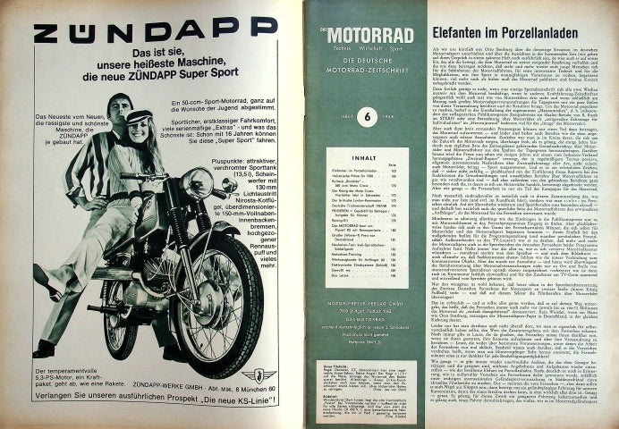 Inhaltsverzeichnis Motorrad 06/1968