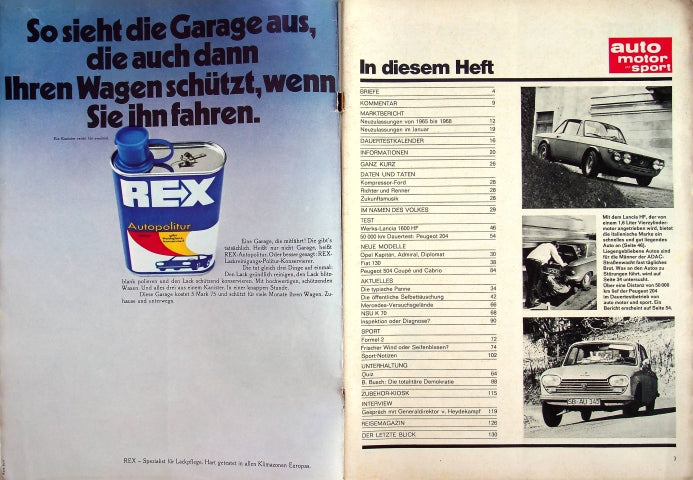 Inhaltsverzeichnis Auto Motor und Sport 06/1969
