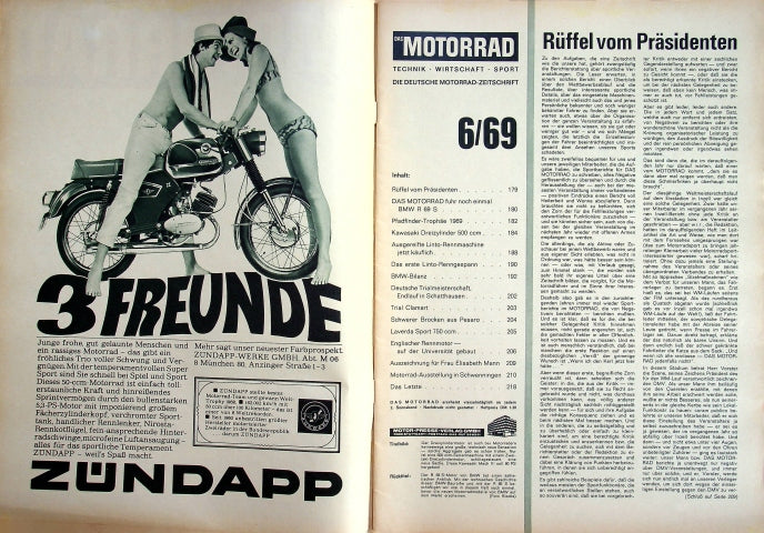 Inhaltsverzeichnis Motorrad 06/1969