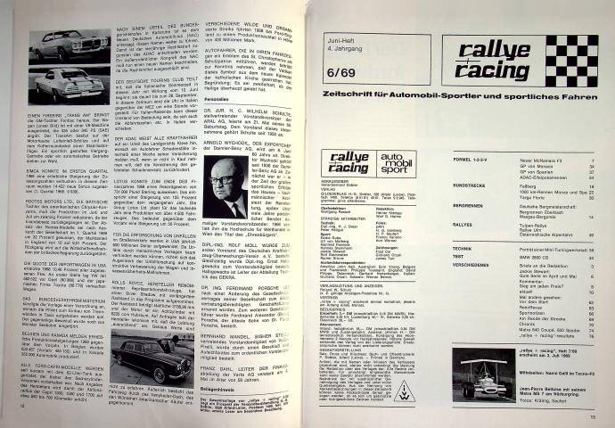 Inhaltsverzeichnis Rallye Racing 06/1969