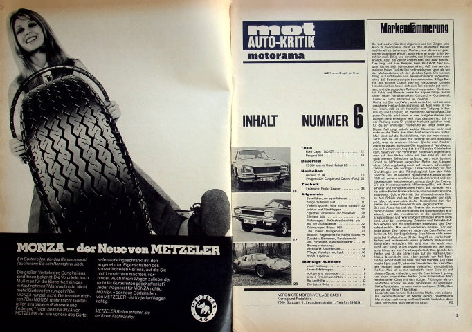 Inhaltsverzeichnis MOT 06/1969