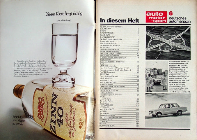 Inhaltsverzeichnis Auto Motor und Sport 06/1970