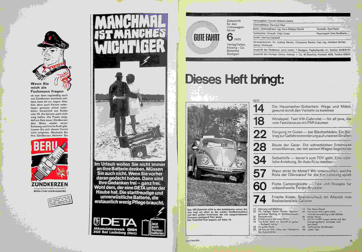 Inhaltsverzeichnis Gute Fahrt 06/1970
