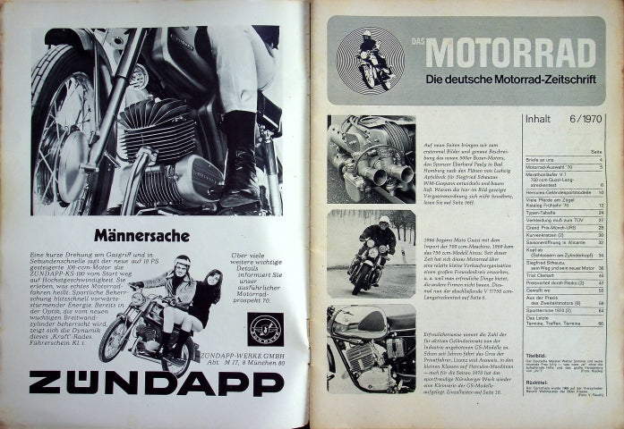 Inhaltsverzeichnis Motorrad 06/1970