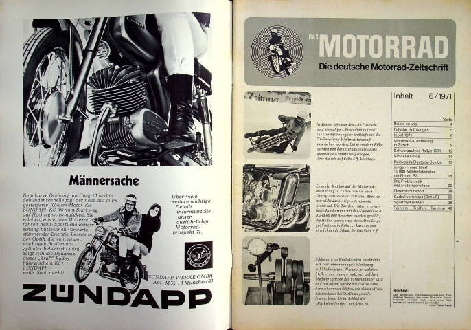 Inhaltsverzeichnis Motorrad 06/1971