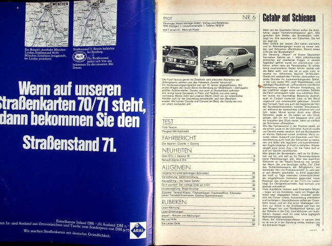 Inhaltsverzeichnis MOT 06/1971