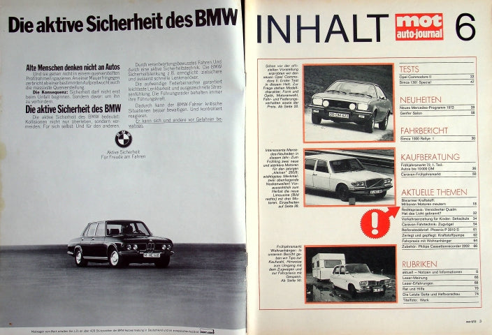 Inhaltsverzeichnis MOT 06/1972