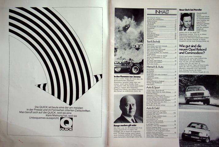 Inhaltsverzeichnis Autozeitung 06/1972