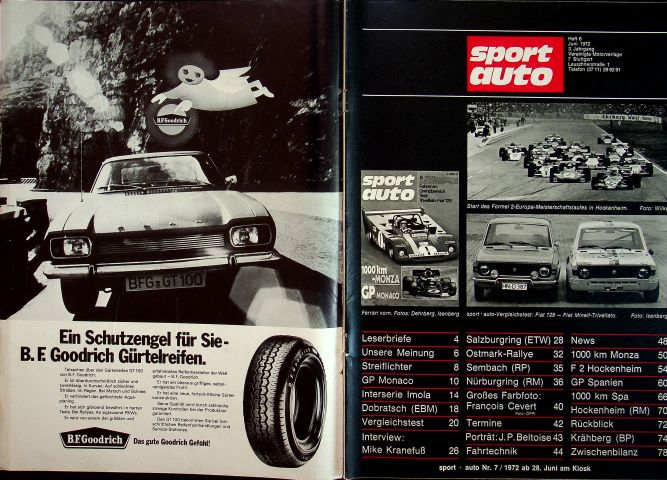 Inhaltsverzeichnis Sport Auto 06/1972