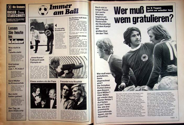 Inhaltsverzeichnis Kicker 06/1972
