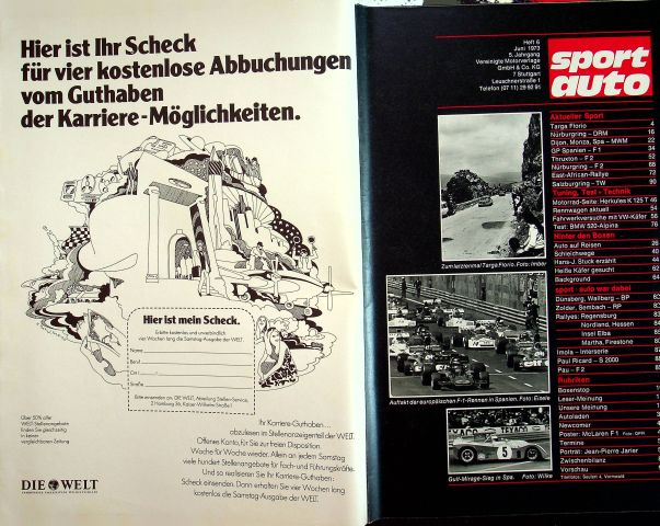 Inhaltsverzeichnis Sport Auto 06/1973
