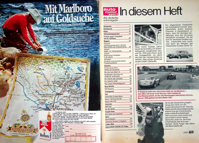 Inhaltsverzeichnis Auto Motor und Sport 06/1974