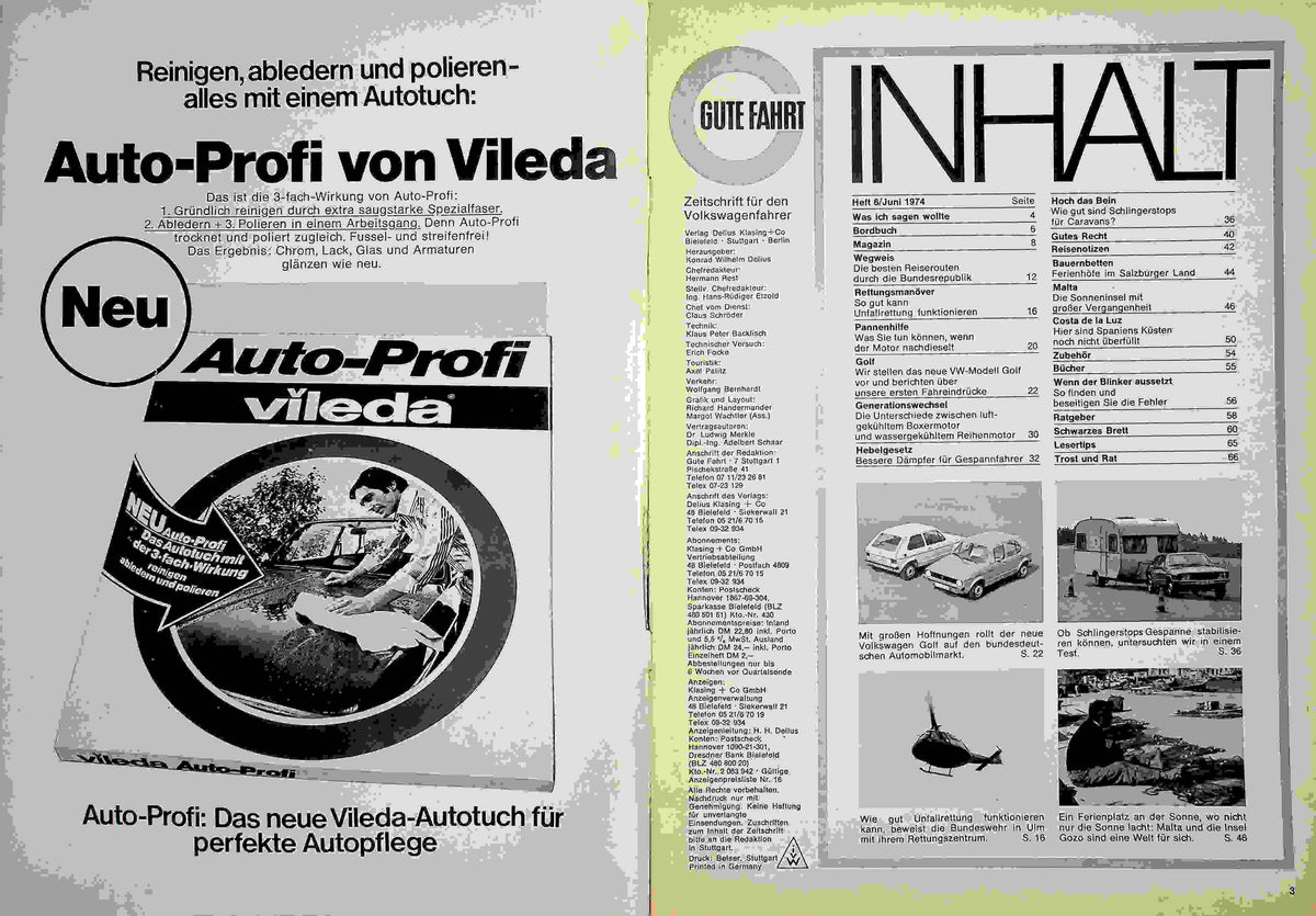 Inhaltsverzeichnis Gute Fahrt 06/1974