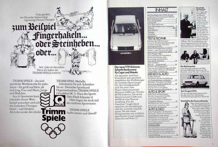 Inhaltsverzeichnis Autozeitung 06/1974