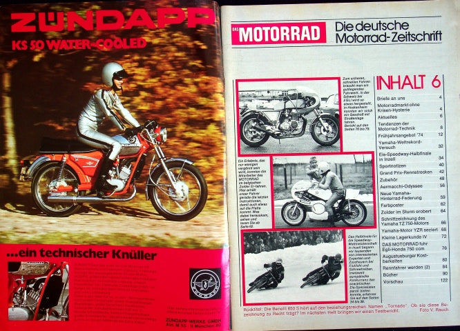 Inhaltsverzeichnis Motorrad 06/1974