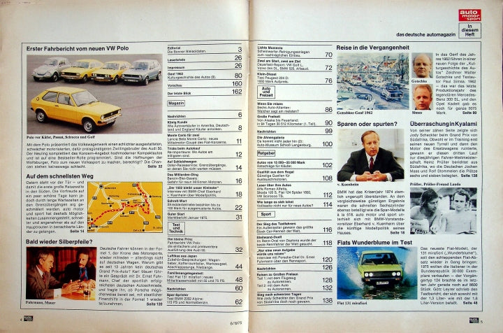Inhaltsverzeichnis Auto Motor und Sport 06/1975