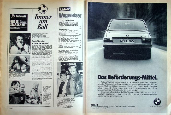 Inhaltsverzeichnis Kicker 06/1975
