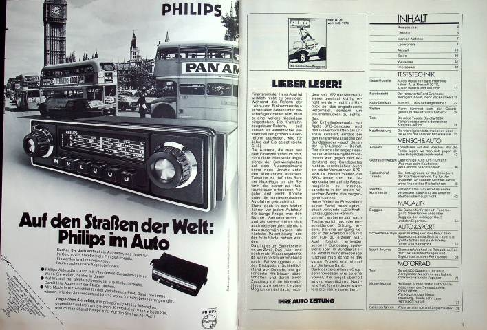Inhaltsverzeichnis Autozeitung 06/1975